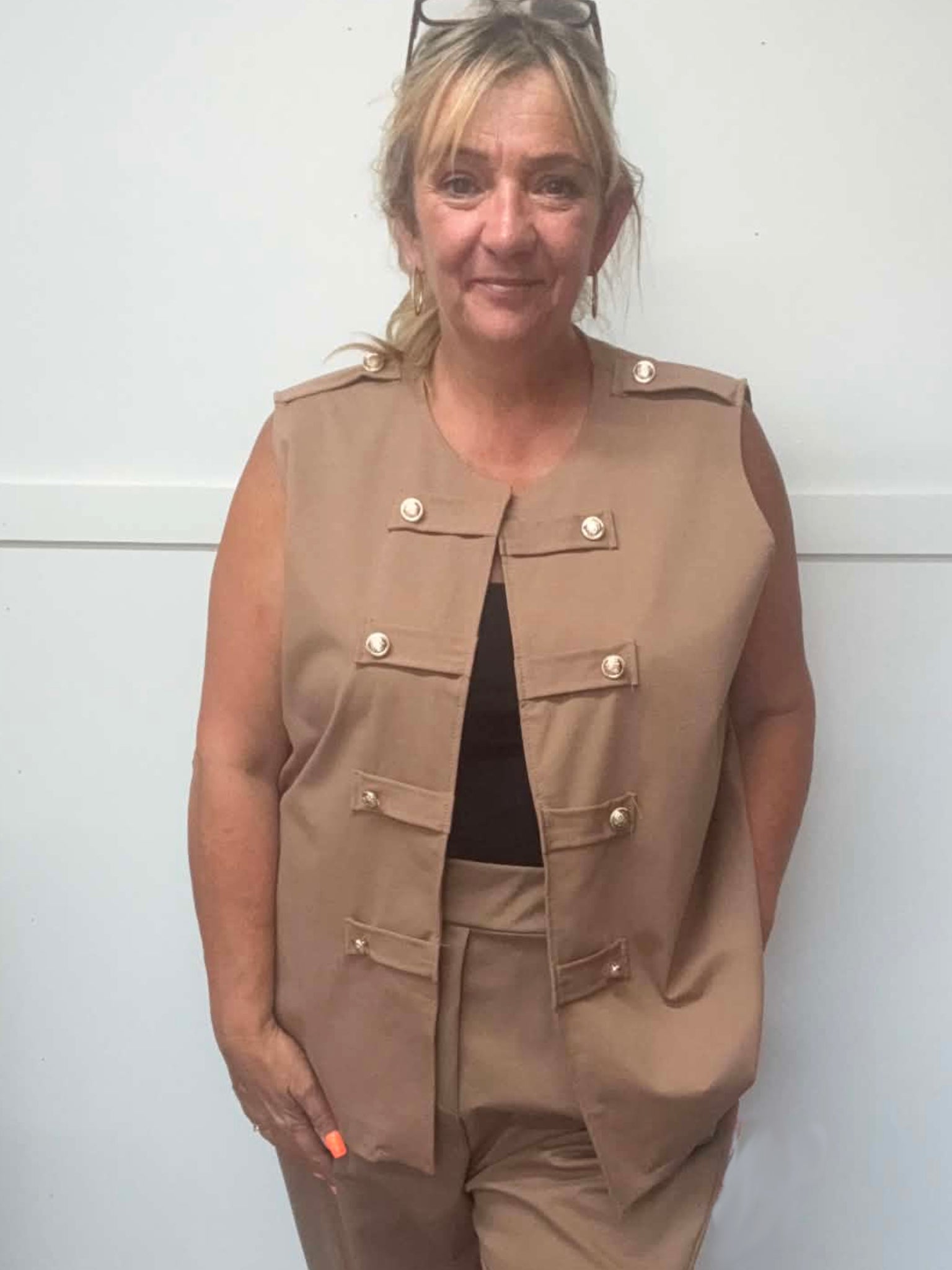 DOLLY — Military Style Gilet, styled on model